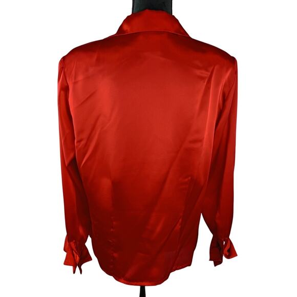 JORDAN Women's Vintage Dressy Blouse Large Red Classic Winter  Christmas - Picture 3 of 4
